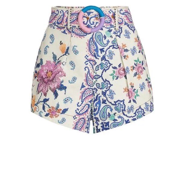 NWT FARM RIO Romantic Bandana Belted Shorts Size XL - Picture 2 of 7